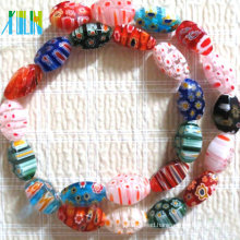 lampwork stone hollow facet twist millefiori beads